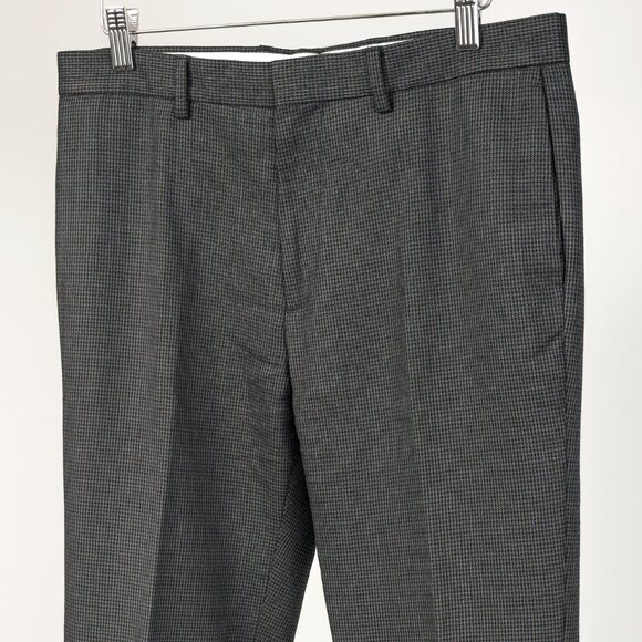 PS Paul Smith Grey & Blue Check Wool-Suiting Tapered Trousers - Picture 3 of 10